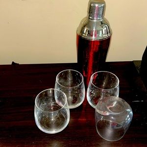 Gorgeous unique glasses and shaker